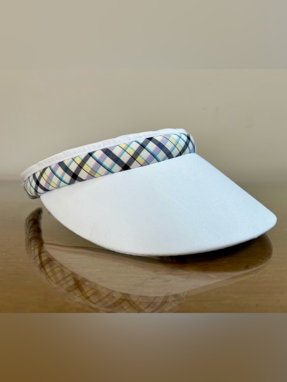 Lady Hagen Golf Core Clip Visor - White & Pastel Plaid - Excellent Condition